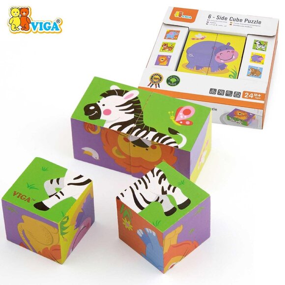 Viga 4pcs 6-side Cube Puzzle - Wild Animals Brand New Sealed - Picture 1 of 7
